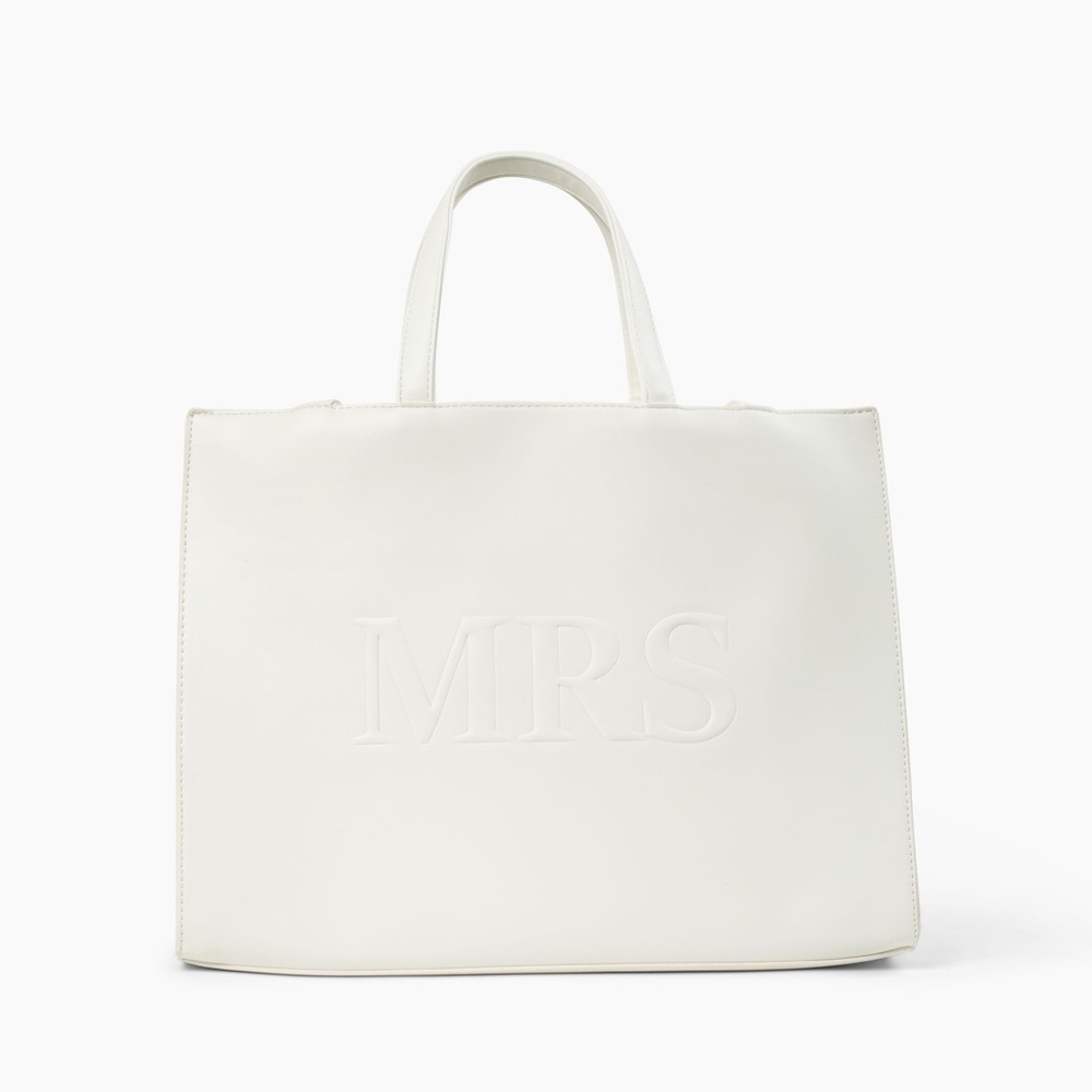 NWT Mrs. Large White Bridal Tote Gift - Picture 4 of 10